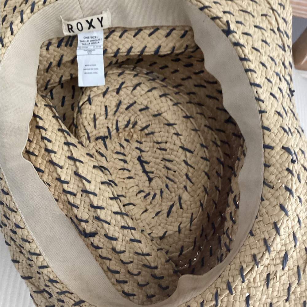 Roxy Straw Hat Floppy Hat Euc One Size Woven Pape… - image 5